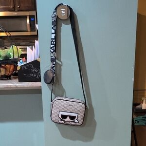Karl Lagerfeld Gray and Black Crossbody Bag